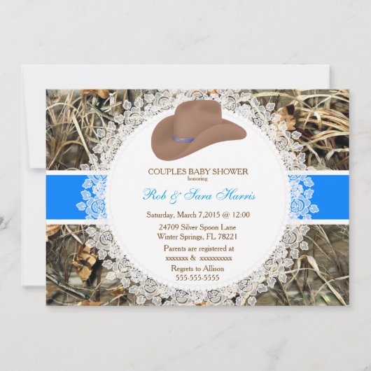 Rustic Country  Camo Baby shower Uitnodigen Kaart (Voorkant)