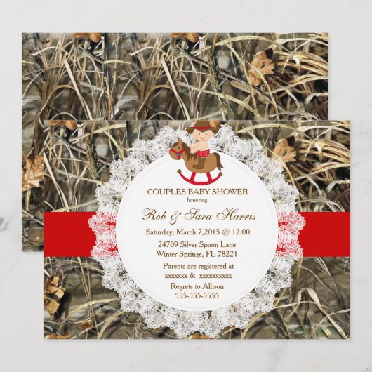 Rustic Country  Camo Baby shower Uitnodigen Kaart (Voorkant / Achterkant)