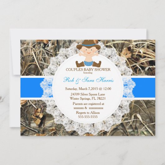 Rustic Country  Camo Baby shower Uitnodigen Kaart (Voorkant)