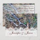 Rustic Country Camo en Lace Wedding Invitations Kaart (Voorkant / Achterkant)