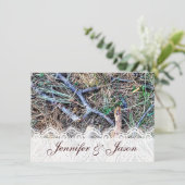Rustic Country Camo en Lace Wedding Invitations Kaart (Staand voorkant)