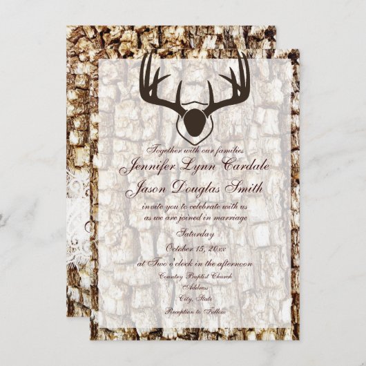 Rustic Country Camo Hunting Antlers Weddenschap Kaart (Voorkant / Achterkant)