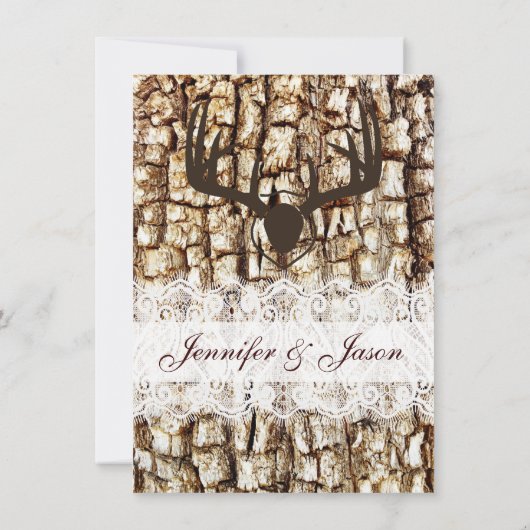 Rustic Country Camo Hunting Antlers Weddenschap Kaart (Achterkant)