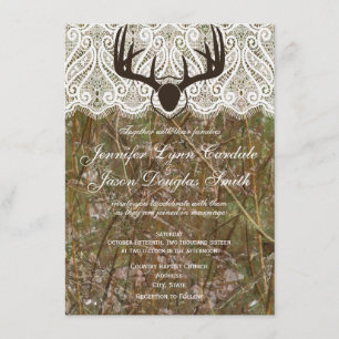 Rustic Country Camo Hunting Antlers Weddenschap Kaart