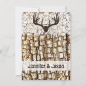 Rustic Country Camo Hunting Antlers Weddenschap Kaart (Achterkant)