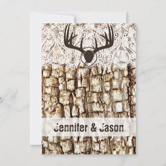 Rustic Country Camo Hunting Antlers Weddenschap Kaart (Achterkant)
