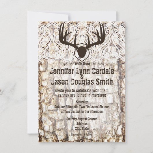 Rustic Country Camo Hunting Antlers Weddenschap Kaart (Voorkant)