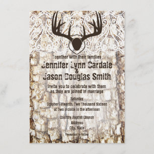 Rustic Country Camo Hunting Antlers Weddenschap Kaart