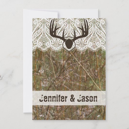 Rustic Country Camo Hunting Antlers Weddenschap Kaart (Achterkant)