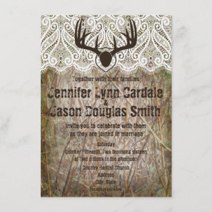 Rustic Country Camo Hunting Antlers Weddenschap Kaart