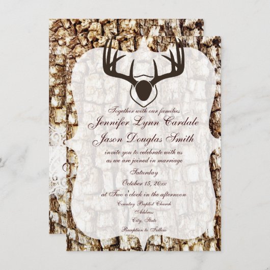Rustic Country Camo Hunting Antlers Weddenschap Kaart (Voorkant / Achterkant)