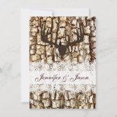 Rustic Country Camo Hunting Antlers Weddenschap Kaart (Achterkant)