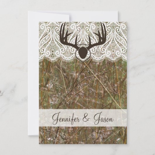 Rustic Country Camo Hunting Antlers Weddenschap Kaart (Achterkant)
