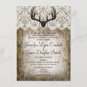 Rustic Country Camo Hunting Antlers Weddenschap Kaart