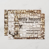 Rustic Country Camo Hunting Antlers Weddenschap RS RSVP Kaartje (Voorkant / Achterkant)