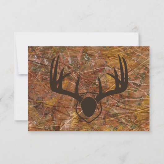 Rustic Country Camo Hunting Antlers Weddenschap RS RSVP Kaartje (Achterkant)