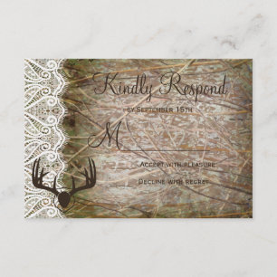 Rustic Country Camo Hunting Antlers Weddenschap RS RSVP Kaartje