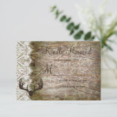Rustic Country Camo Hunting Antlers Weddenschap RS RSVP Kaartje (Staand voorkant)