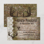 Rustic Country Camo Hunting Antlers Weddenschap RS RSVP Kaartje (Voorkant / Achterkant)