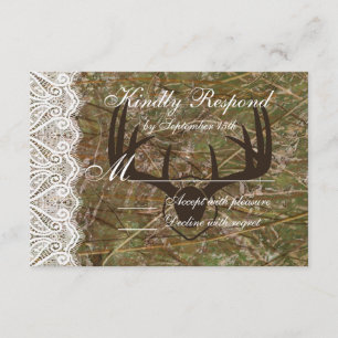 Rustic Country Camo Hunting Antlers Weddenschap RS RSVP Kaartje