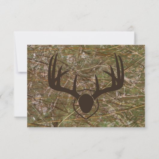 Rustic Country Camo Hunting Antlers Weddenschap RS RSVP Kaartje (Achterkant)
