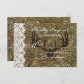 Rustic Country Camo Hunting Antlers Weddenschap RS RSVP Kaartje (Voorkant / Achterkant)