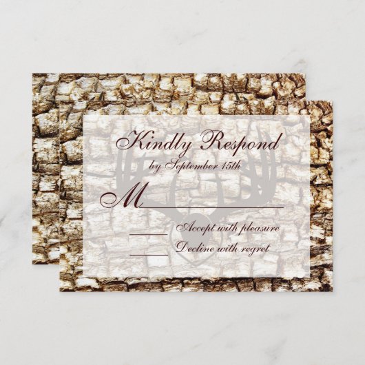 Rustic Country Camo Hunting Antlers Weddenschap RS RSVP Kaartje (Voorkant / Achterkant)