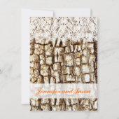 Rustic Country Camo Oranje Bow Wedding Invitations Kaart (Achterkant)