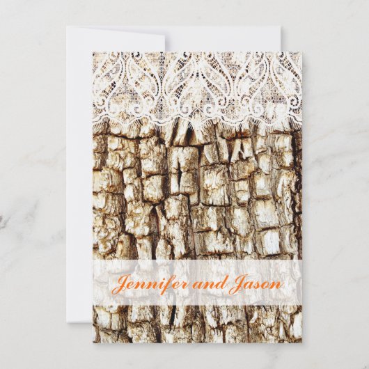 Rustic Country Camo Oranje Bow Wedding Invitations Kaart (Achterkant)