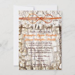 Rustic Country Camo Oranje Bow Wedding Invitations Kaart