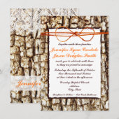 Rustic Country Camo Oranje Bow Wedding Invitations Kaart (Voorkant / Achterkant)