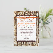 Rustic Country Camo Oranje Bow Wedding Invitations Kaart (Staand voorkant)