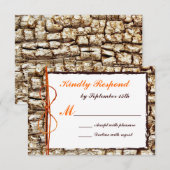 Rustic Country Camo Oranje Bow Wedding RSVP (Voorkant / Achterkant)