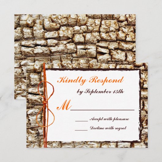 Rustic Country Camo Oranje Bow Wedding RSVP (Voorkant / Achterkant)