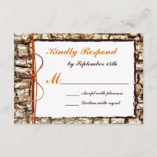 Rustic Country Camo Oranje Bow Wedding RSVP Kaartje