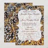 Rustic Country Camo Pine Cones Wedding Invitation Kaart (Voorkant / Achterkant)