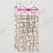 Rustic Country Camo Pink Bow Wedding Invitations (Voorkant / Achterkant)