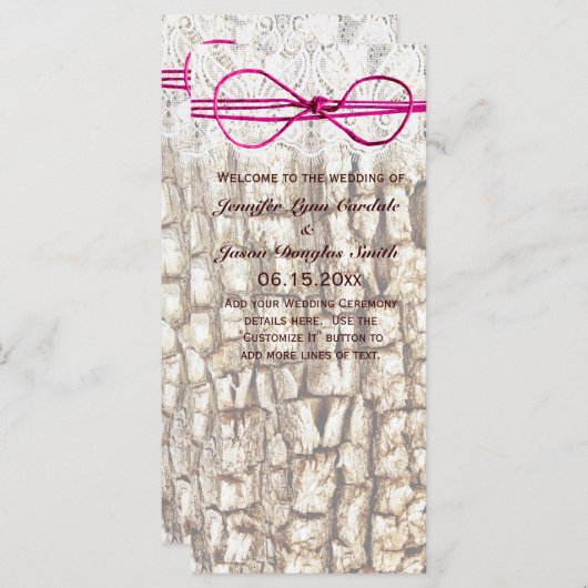 Rustic Country Camo Pink Bow Wedding Invitations (Voorkant / Achterkant)