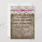 Rustic Country Camo Pink Bow Wedding Invitations Kaart (Voorkant)