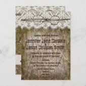 Rustic Country Camo Pink Bow Wedding Invitations Kaart (Voorkant / Achterkant)