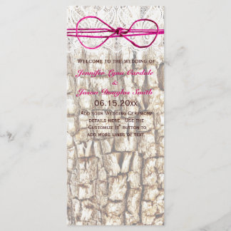 Rustic Country Camo Pink Bow Wedding Invitations Programmakaart