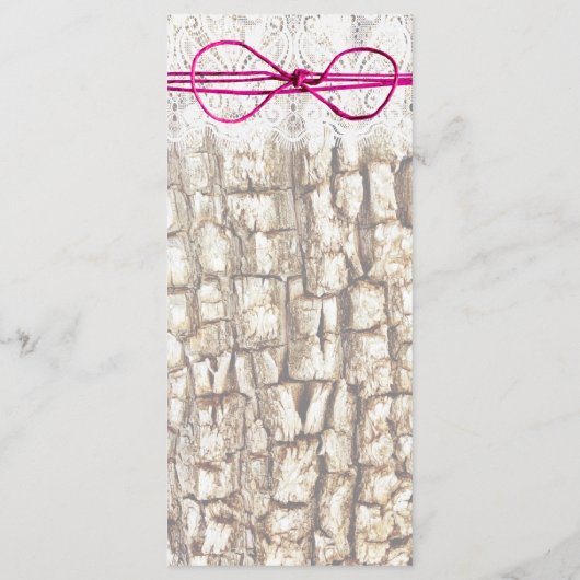 Rustic Country Camo Pink Bow Wedding Invitations Programmakaart (Achterkant)