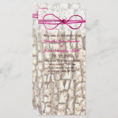 Rustic Country Camo Pink Bow Wedding Invitations Programmakaart (Voorkant / Achterkant)