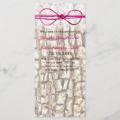 Rustic Country Camo Pink Bow Wedding Invitations Programmakaart (Voorkant)