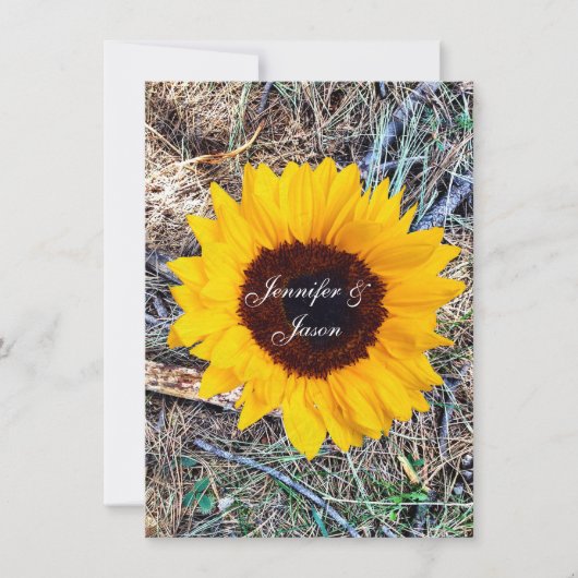 Rustic Country Camo Sunflower Wedding Invitting Kaart (Voorkant)