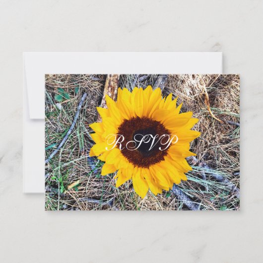 Rustic Country Camo Sunflower Wedding RSVP-kaarten RSVP Kaartje (Voorkant)