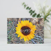 Rustic Country Camo Sunflower Wedding RSVP-kaarten RSVP Kaartje (Staand voorkant)