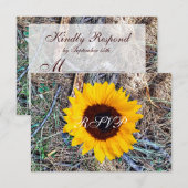 Rustic Country Camo Sunflower Wedding RSVP-kaarten RSVP Kaartje (Voorkant / Achterkant)