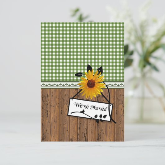 Rustic Country Charm Sunflower Moving Announge Aankondiging (Staand voorkant)