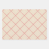 Rustic Country Chic Cream & Red Mixed Plaid Inpakpapier Vel (Voorkant 2)